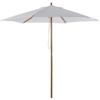 Outsunny Wooden Patio Umbrella: 2.5m Garden Parasol with 6 Ribs, Top Vent for Outdoor Shading, White Aosom UK