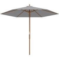 Outsunny 2.5m Wood Garden Parasol Sun Shade Patio Outdoor Wooden Umbrella Canopy Light Grey
