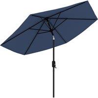 Outsunny 2.6 m Garden Parasol Umbrella with Aluminium Pole, Outdoor Patio Umbrella with Tilt and Crank, Vent, Navy Blue