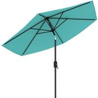 Outsunny 2.6 m Garden Parasol Umbrella with Aluminium Pole, Outdoor Patio Umbrella with Tilt and Crank, Vent, Turquoise