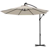 Outsunny 3(m) Cantilever Parasol with Solar LED Lights, Garden Umbrella with Cross Base and Crank Handle, Hanging Offset Banana Sun Shade Aosom UK