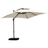 Outsunny Waterproof 3 x 3(m) Garden Cantilever Parasol w/ Crank & Tilt, Square Overhanging Patio Umbrella w/ 360 Rotation, Base Weights Aosom UK