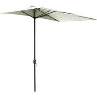 Outsunny Half Parasol for Balcony, 2.3m Semi-Round Patio Umbrella with Crank Handle, Beige - BASE NOT INCLUDED