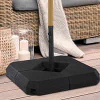 Outsunny Parasol Base: 4-Piece Fillable Steel Cross Stand for Garden Umbrellas, Sand/Water Fillable, Black Aosom UK