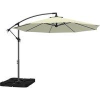 Outsunny 3m Overhanging Parasol, with Base, Weights and Cover - Beige