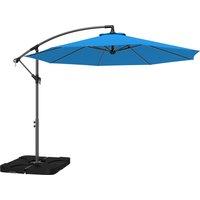 Outsunny 3m Overhanging Parasol, with Base, Weights and Cover - Blue