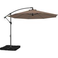 Outsunny 3m Overhanging Parasol, with Base, Weights and Cover - Coffee