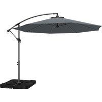 Outsunny 3m Overhanging Parasol, with Base, Weights and Cover - Dark Grey