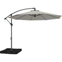 Outsunny 3m Overhanging Parasol, with Base, Weights and Cover - Light Grey