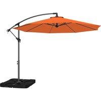 Outsunny 3m Overhanging Parasol, with Base, Weights and Cover - Orange