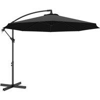 Outsunny 3m Overhanging Cantilever Parasol, with Cross Base - Black