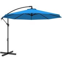 Outsunny 3m Overhanging Cantilever Parasol, with Cross Base - Blue