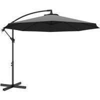 Outsunny 3m Overhanging Cantilever Parasol, with Cross Base - Grey