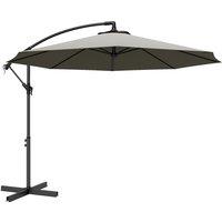Outsunny 3m Overhanging Cantilever Parasol, with Cross Base - Light Grey