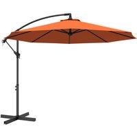 Outsunny 3 m Cantilever Parasol with Cross Base, Offset Outdoor Umbrella with Crank Handle, Hanging Sun Shade, Orange
