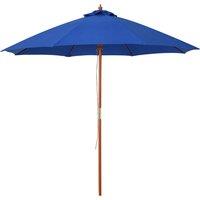 Outsunny Waterproof 2.5m Wood Garden Parasol Sun Shade Patio Outdoor Market Umbrella Canopy with Top Vent, Blue Aosom UK