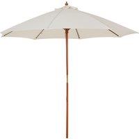 Outsunny Waterproof 2.5m Wooden Garden Parasol, Sun Shade Patio Umbrella with Vent, Ideal for Outdoor Relaxation, Cream White Aosom UK