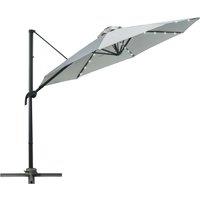 Outsunny 3(m) Cantilever Roma Parasol Patio Sun Umbrella with LED Solar Light Cross Base 360 Rotatin