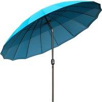 Outsunny Waterproof Push-Tilt Garden Parasol: 2.55m Crank Umbrella with Ribs, Blue Aosom UK
