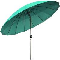 Outsunny ?255cm Patio Parasol Umbrella Outdoor Market Table Parasol with Push Button Tilt Crank and Sturdy Ribs for Garden Lawn Backyard Pool Green