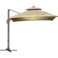 Outsunny 3 x 3(m) Aluminium Sun Square Canopy Top w/ Adjustable Pole Angle Khaki