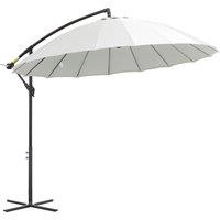 Outsunny 3(m) Cantilever Shanghai Parasol Garden Hanging Banana Sun Umbrella with Crank Handle, 18 Sturdy Ribs and Cross Base, Off-White Aosom UK