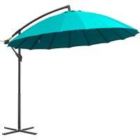 Outsunny Waterproof 3(m) Cantilever Shanghai Parasol Garden Hanging Banana Sun Umbrella w/ Crank Handle, 18 Sturdy Ribs & Cross Base Aosom UK
