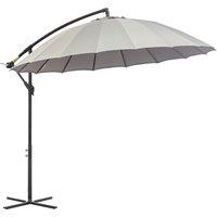 Outsunny 3(m) Cantilever Garden Hanging Banana Sun Umbrella with Crank Handle, 18 Sturdy Ribs and Cross Base, Grey