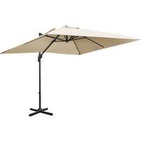 Outsunny 2.7 x 2.7 m Cantilever Parasol, Square Overhanging Umbrella with Cross Base, Crank Handle, Tilt, 360 Rotation, Aluminium Frame, Cream White
