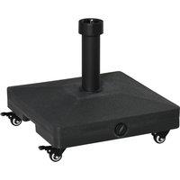 Outsunny 20kg Garden Parasol Base with Wheels Heavy Duty Sand or Water Filled Patio Umbrella Base for Outdoor Deck Beach Black