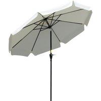 Outsunny 2.66m Patio Umbrella Garden Parasol Outdoor Sun Shade Table Umbrella with Ruffles, 8 Sturdy Ribs, Cream White