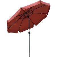 Outsunny 2.66m Patio Umbrella Garden Parasol Outdoor Sun Shade Table Umbrella with Ruffles, 8 Sturdy Ribs, Wine Red