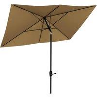 Outsunny 2 x 3(m) Garden Parasol Umbrella, Rectangular Outdoor Market Umbrella Sun Shade w/ Crank, Push Button Tilt, 6 Ribs, Aluminium Pole Aosom UK