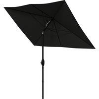 Outsunny 2 x 3(m) Garden Parasol Umbrella, Rectangular Market Umbrella Sun Shade w/ Crank & Push Button, 6 Ribs, Aluminium Pole, Black Aosom UK