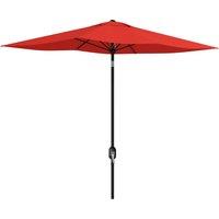 Outsunny 2 x 3(m) Garden Parasol Umbrella, Rectangular Outdoor Market Umbrella Sun Shade with Crank & Push Button Tilt, 6 Ribs, Wine Red