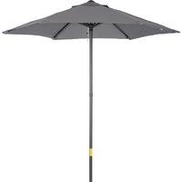 Outsunny 2m Patio Parasols Umbrellas, Outdoor Sun Shade with 6 Sturdy Ribs for Balcony, Bench, Garden, Dark Grey Aosom UK