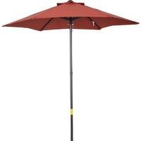 Outsunny Waterproof Patio Parasol, 2m Outdoor Sun Shade Umbrella with 6 Durable Ribs for Garden, Balcony, Wine Red Aosom UK