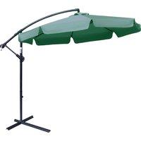 Outsunny 2.7m Garden Parasol Cantilever Umbrella with Crank Handle and Cross Base for Outdoor, Hanging Sun Shade, Green