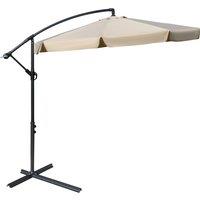 Outsunny Waterproof 2.7m Cantilever Parasol Banana Sun Umbrella with Crank Handle and Cross Base for Outdoor Hanging Sun Shade Light Brown Aosom UK