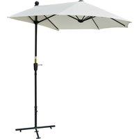 Outsunny Waterproof Half Parasol: Crank-Operated Sunshade for Balconies & Gardens, Cream White Canopy Aosom UK