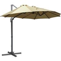Outsunny 4.5m Double-Sided Rectangular Patio Parasol, Large Garden Umbrella with Crank Handle, 360 Cross Base for Bench, Outdoor, Khaki