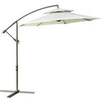 Outsunny 2.7m Garden Banana Parasol Cantilever Umbrella w/ Crank Handle, Double Tier Canopy, Cross Base, Hanging Sun Shade, Beige Aosom UK