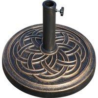 Outsunny Heavy Duty Parasol Base: 11.5kg Umbrella Stand Holder for 38mm or 48mm Poles - Bronze Tone Aosom UK