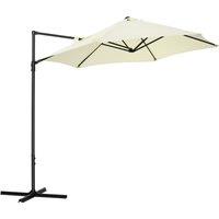Outsunny Waterproof Cantilever Garden Parasol with 360 Rotation, Offset Roma Patio Umbrella, Sun Shade Canopy with Cross Base, Beige Aosom UK