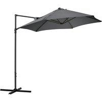 Outsunny 2.5M Garden Cantilever Parasol with 360 Rotation, Offset Roma Patio Umbrella Hanging Sun Shade Canopy Shelter with Cross Base, Dark Grey