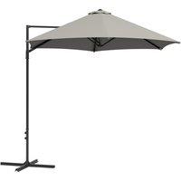 Outsunny 2.5M Garden Cantilever Parasol, Offset Roma Patio Umbrella Hanging Sun Shade Canopy Shelter with 360 Rotation and Cross Base, Light Grey