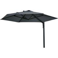 Outsunny Waterproof Wall Mounted Parasol, Hand to Push Outdoor Patio Umbrella w/ 180 Degree Rotatable Canopy, 250 cm, Dark Grey Aosom UK