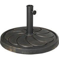 Outsunny 18kg Resin Garden Parasol Base, Round Outdoor Market Umbrella Stand Weight for Poles of ?38mm to ?48mm, Bronze Aosom UK