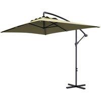 Outsunny Waterproof Cantilever Parasol w/ Cross Base, Banana Umbrella w/ Crank Handle, 6 Ribs, 3x2m, Rectangular, Hanging Patio Shade Aosom UK