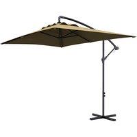 Outsunny Waterproof Cantilever Parasol: Crank-Operated, 6 Ribs, Cross Base, Rectangular Banana Hanging Umbrella, 3x2m, Brown Aosom UK